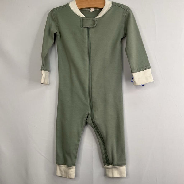 Size 6-12m: Quincy Mae Green/White Trim Zip-Up Romper
