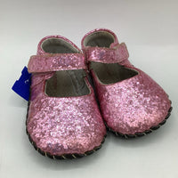 Size 6-12m: Pediped Pink Sparkle Mary Jane Velcro Shoes