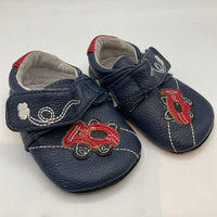 Size 6-12m: Janie & Jack Navy Race Car Velcro Strap Soft Sole Baby Shoes