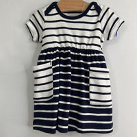 Size 3-6m (60): Hanna Andersson White/Navy Striped Pocket Dress NEW w/ Tags