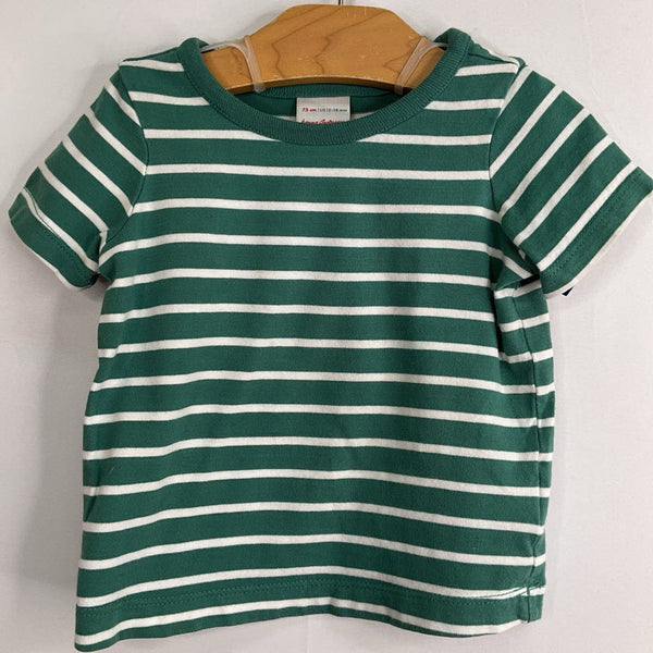 Size 12-18m (75): Hanna Andersson Green/White Striped T-Shirt REDUCED