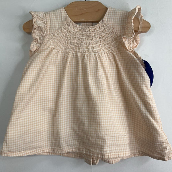 Size 6-12m:Jamie Kay White/Beige Shawl Gingham Ruffle Sleeve Dress