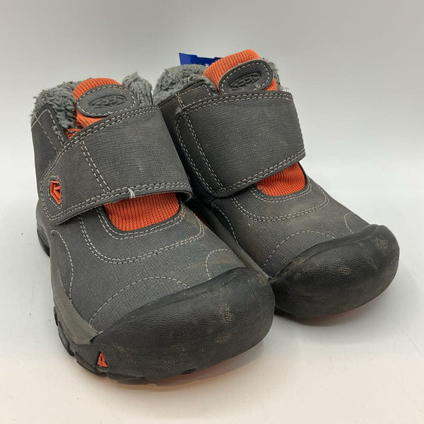 Size 11: Keen Grey/Orange Trim Fleece Lined Velcro Hiking Boots