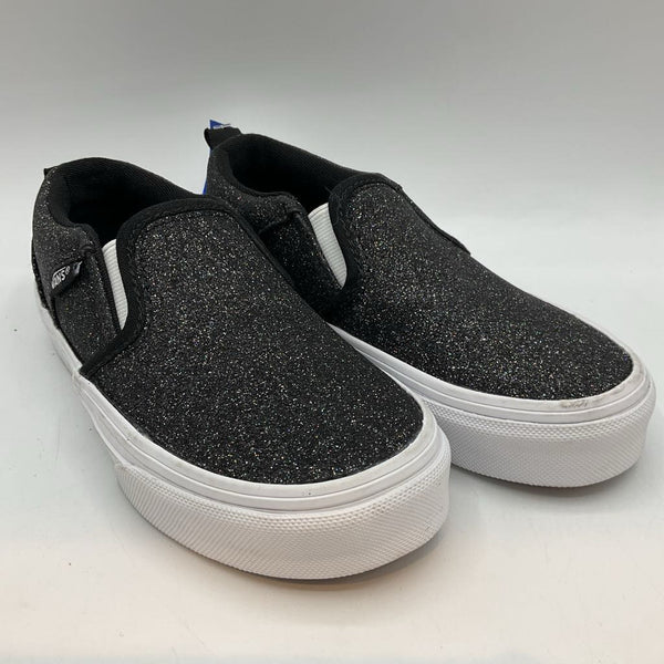 Size 12: Vans Black Sparkle Slip-On Sneakers NEW