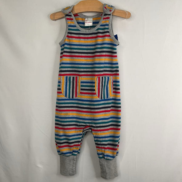Size 18-24m (80): Hanna Andersson Grey/Colorful Striped French Terry Overalls
