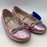 Size 4Y: Nina Pink Sparkle Flats