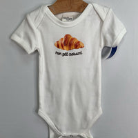 Size 6-12m: The Spunky Stork White/Brown Croissant NEW w/ Tags