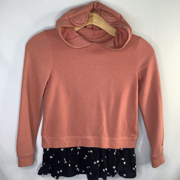 Size 7: Tucker + Tate Pink/Black/White Heart Trim Pullover Hoodie