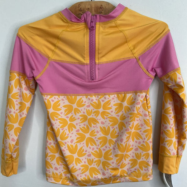 Size 18-24m: Patagonia Yellow/Pink Print 1/2 Zip Rash Guard