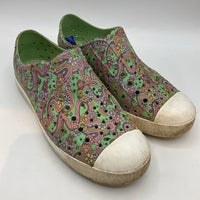 Size 3Y: Native Green Lavender Floral Print Slip On Shoes