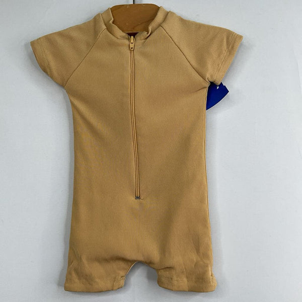 Size 0-3m: Fin & Vince Yellow Ribbed Rash Guard Suit