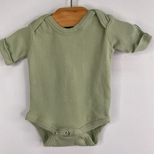 Size NB: Kate Quinn Green Ribbed Henley Onesie