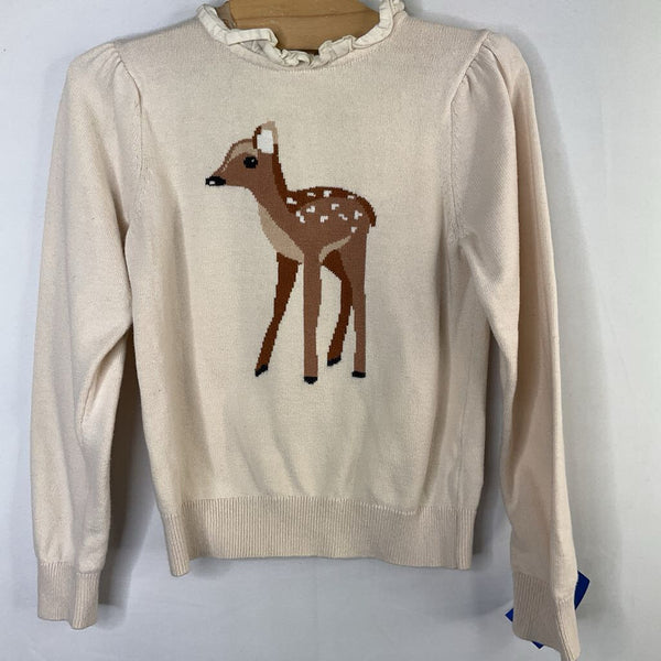 Size 4-5: Janie and Jack White/Brown Doe Ruffle Collar Sweater
