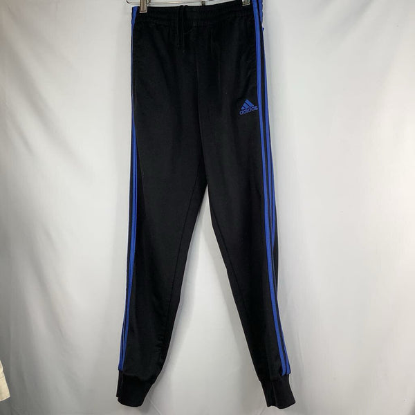Size 10-12: Adidas Black/Blue Trim Track Pants