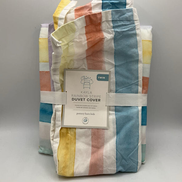 Size Twin: Pottery Barn Kids Rainbow Striped Duvet Cover/Sham Set NEW
