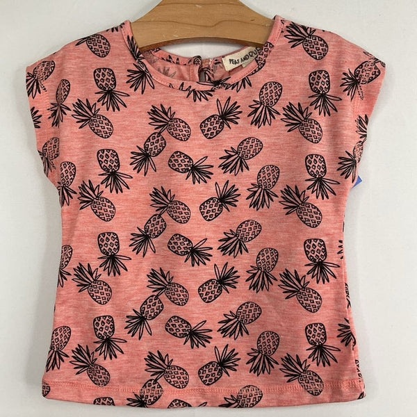 Size 12m: Peas and Queues Heathered Red/Black Pineapples T-Shirt