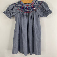 Size 9-12m: Banbury Blue/White Gingham/Pom Pom Girls Dress