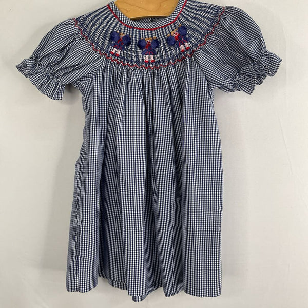 Size 9-12m: Banbury Blue/White Gingham/Pom Pom Girls Dress