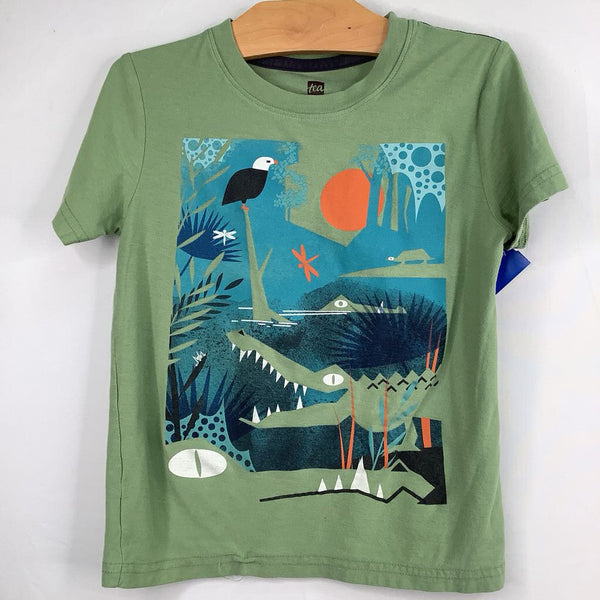 Size 5: Tea Green/Colorful Swamp Animals T-Shirt