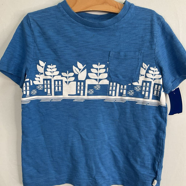 Size 6-7: Gap Blue/White Houses Pocket T-Shirt