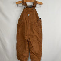 Size 2: Carhartt Brown Flannel Lined Snap-Up Overalls
