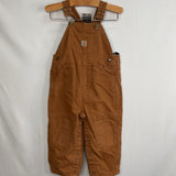 Size 2: Carhartt Brown Flannel Lined Snap-Up Overalls