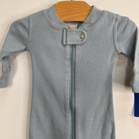 Size NB: Hanna Andersson Light Blue Organic Cotton 1pc Snap-Up PJs