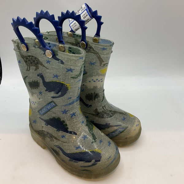 Size 7: Grey/Blue DInos Light-Up Rain Boots