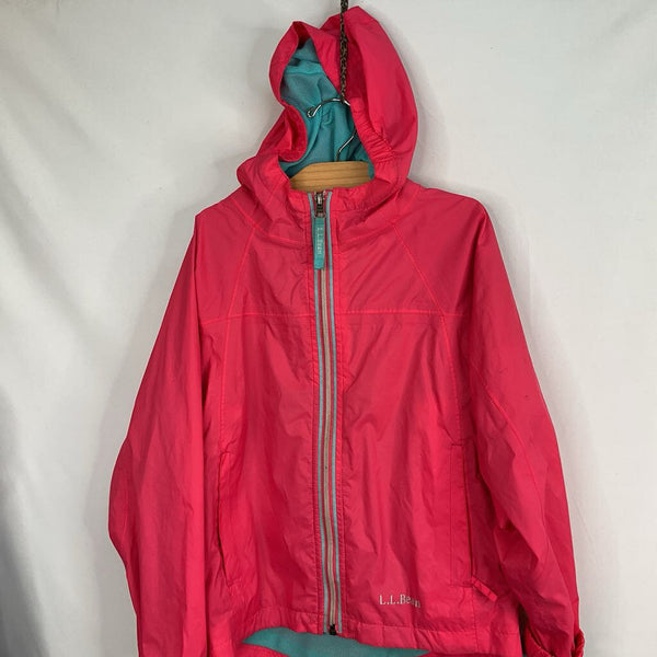 Size 6-7: LLBean Pink/Blue Trim Mesh Lined Rain Coat