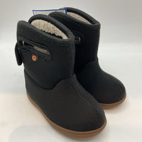 Size 6: Bogs Black Fleece Lined Velcro Strap Rain Boots