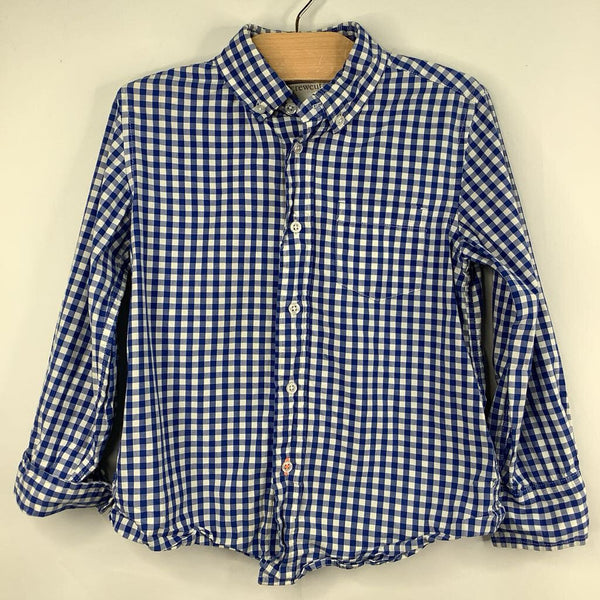 Size 4-5: Crewcuts Blue/White Gingham Button-Up Shirt