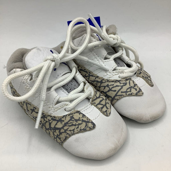 Size 3: Nike White/Grey Lace-Up Crib Shoes