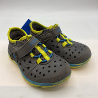 Size 7: Stride Rite Grey/Green/Blue Trim Velcro Water Sneaker