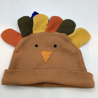 Size 3-6m: Mudpie Brown/Colorful Turkey Beanie