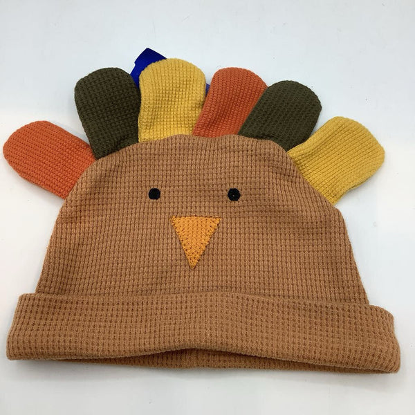 Size 3-6m: Mudpie Brown/Colorful Turkey Beanie