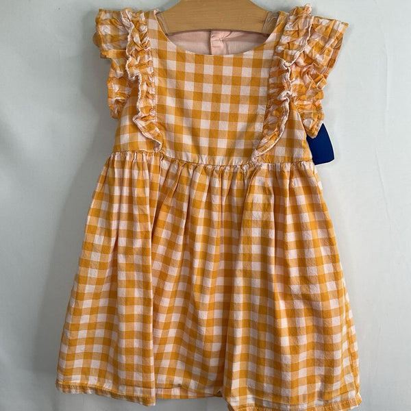 Size 4: Yellow/White Ginghame Ruffle Trim Dress