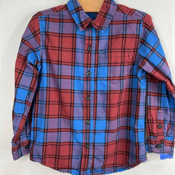 Size 5: Tea Collection Blue/Red Plaid Button Up Shirt
