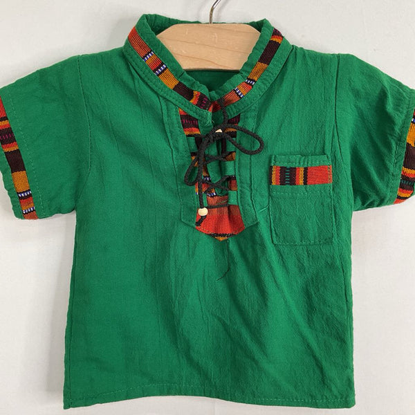 Size 18-24m: Green/Colorful Trim Short Sleeve Tunic