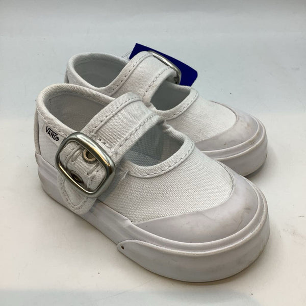 Size 3: Vans White Velcro Strap Mary Janes