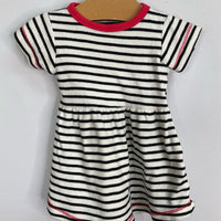 Size 0-3m: Touched by Nature Black/White/Pink Trim Striped Dress