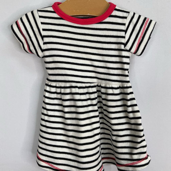 Size 0-3m: Touched by Nature Black/White/Pink Trim Striped Dress