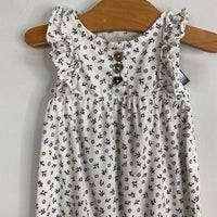 Size 0-3m: Gap White/Black Floral Ruffle Sleeve Romper
