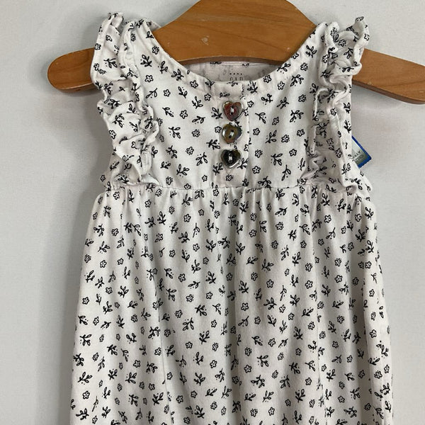 Size 0-3m: Gap White/Black Floral Ruffle Sleeve Romper