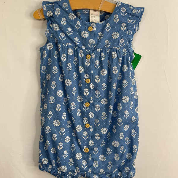 Size 12m: H&M Blue/White Floral Ruffle Trim Romper