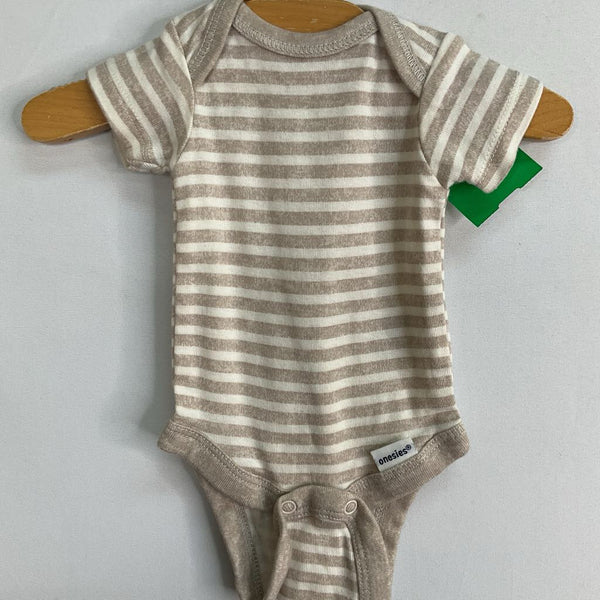 Size Preemie: Gerber White/Tan Striped Onesie