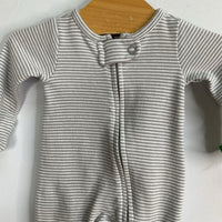 Size Preemie: Carter's Grey/White Striped 1pc Zip-Up Footy PJs