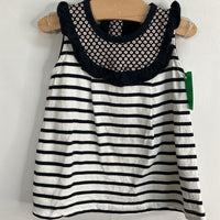 Size 9m: White/Navy Stripes/Floral Sleeveless Dress
