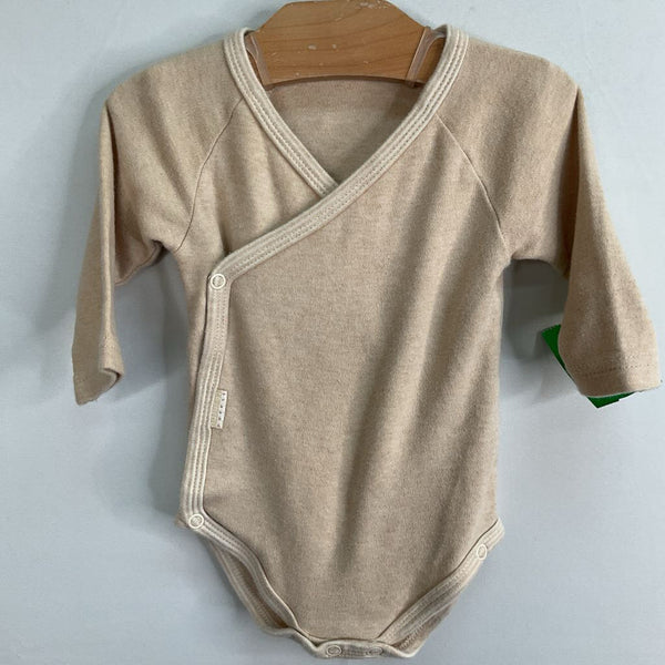 Size 0-3m: Nature's Purest Heathered Beige Long Sleeve Onesie