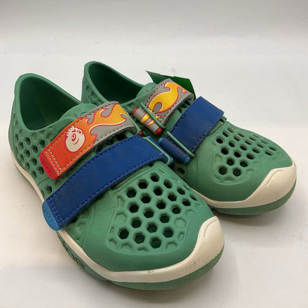 Size 11: Plae Green/Flame Trim Velcro Strap Water Sneakers