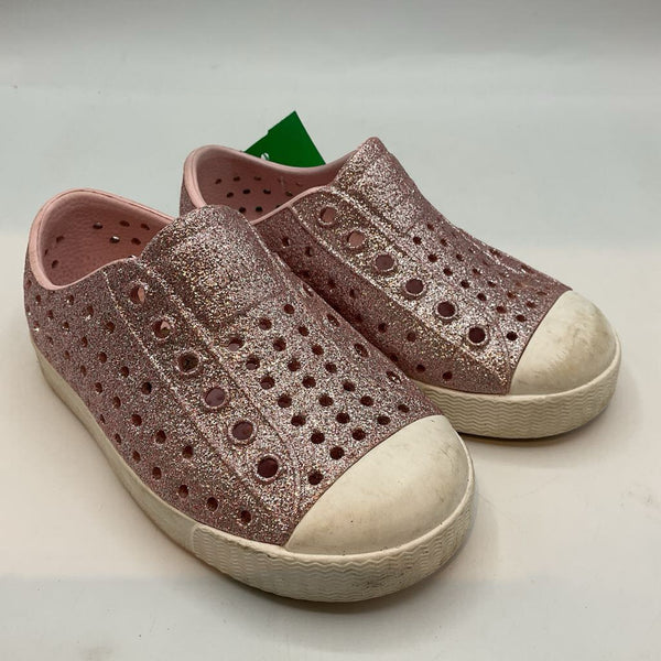 Size 7: Native Pink Sparkle Perforated Slip-On Shoes